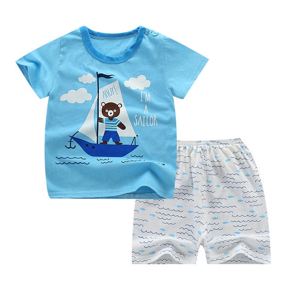 Newborn Clothing Set Casual Summer Baby Set Kids Short Sleeve Sports Set Tshirt Shorts Infant Baby Clothes 12M24M3T4T5T6T7T8T