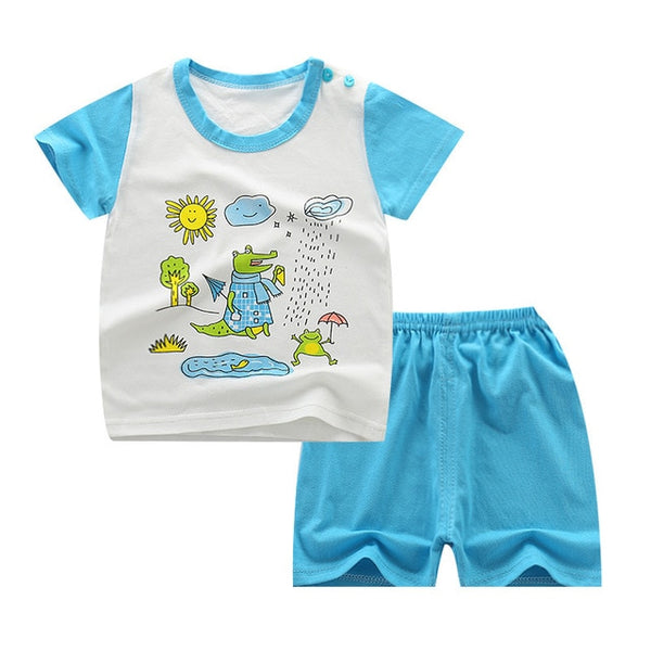 Newborn Clothing Set Casual Summer Baby Set Kids Short Sleeve Sports Set Tshirt Shorts Infant Baby Clothes 12M24M3T4T5T6T7T8T