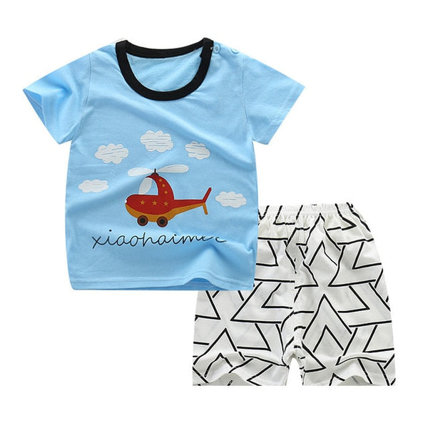 Newborn Clothing Set Casual Summer Baby Set Kids Short Sleeve Sports Set Tshirt Shorts Infant Baby Clothes 12M24M3T4T5T6T7T8T