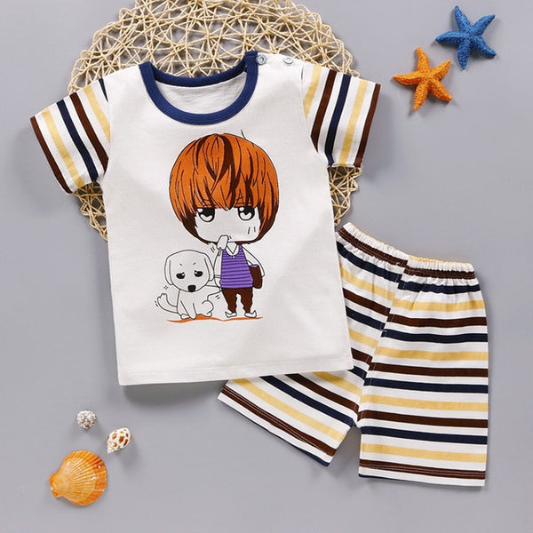 Newborn Clothing Set Casual Summer Baby Set Kids Short Sleeve Sports Set Tshirt Shorts Infant Baby Clothes 12M24M3T4T5T6T7T8T